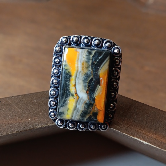 Hand Crafted Jewelry - Bumblebee Jasper gemstone ring,  sz 9